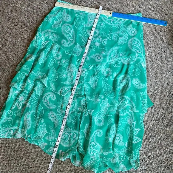 Boho Paisley print Summer Beach Tiered Mid Length Skirt Women Plus Size 1X - Picture 2 of 5